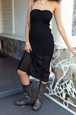 Strapless Lace Maxi Dress