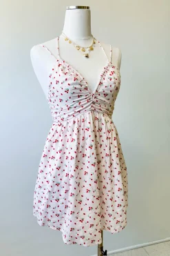 Strappy Cherry Print Mini Dress