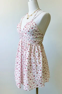 Strappy Cherry Print Mini Dress