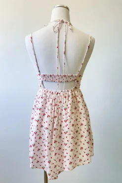 Strappy Cherry Print Mini Dress