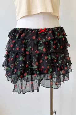 Strawberry Ruffle Mini Skirt