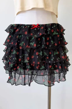 Strawberry Ruffle Mini Skirt