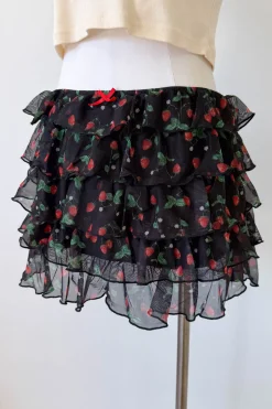 Strawberry Ruffle Mini Skirt