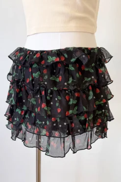 Strawberry Ruffle Mini Skirt