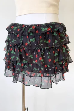Strawberry Ruffle Mini Skirt