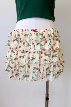 Strawberry Ruffle Mini Skirt
