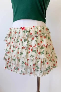 Strawberry Ruffle Mini Skirt