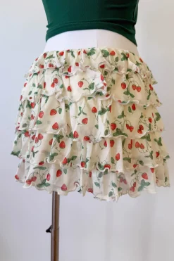 Strawberry Ruffle Mini Skirt