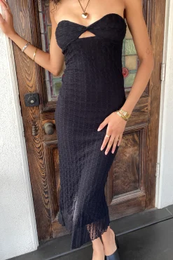 Stretch Lace Maxi Strapless Dress