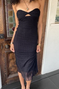 Stretch Lace Maxi Strapless Dress