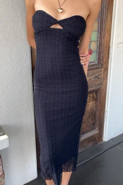 Stretch Lace Maxi Strapless Dress