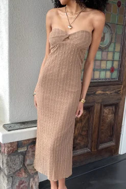 Stretch Lace Maxi Strapless Dress