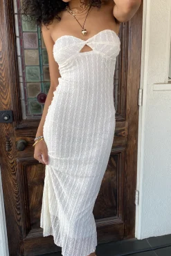 Stretch Lace Maxi Strapless Dress