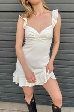 Stretch Linen Square Neck Mini Dress