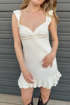 Stretch Linen Square Neck Mini Dress