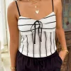 Striped Crochet Cami Top