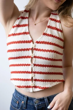 Striped Knit Halter Top