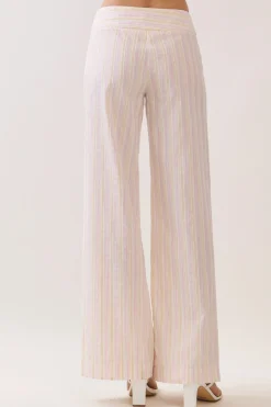 Striped Wrap Tie Wide-Leg Pants