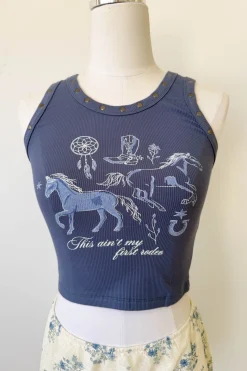 Studded Western Graphic Tank Top