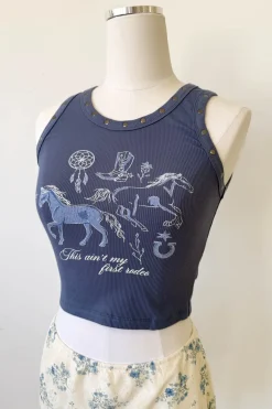 Studded Western Graphic Tank Top