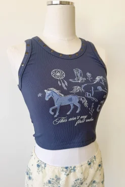 Studded Western Graphic Tank Top