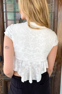 Textured Floral Cap Sleeve Top