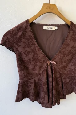 Textured Floral Cap Sleeve Top