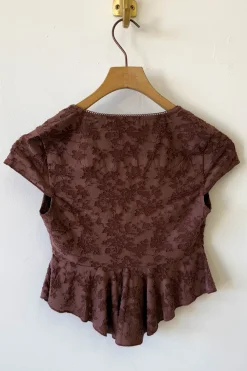 Textured Floral Cap Sleeve Top