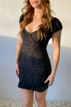 Textured Floral Mini Dress