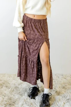 Textured Floral Tiered Maxi Skirt
