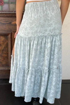 Textured Floral Tiered Maxi Skirt