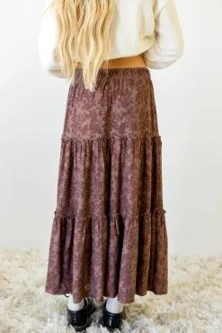 Textured Floral Tiered Maxi Skirt