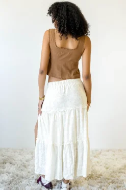 Textured Floral Tiered Maxi Skirt