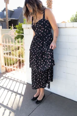 Tiered Floral Midi Dress
