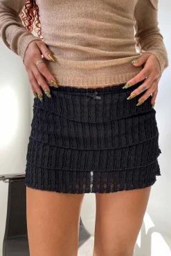 Tiered Stretch Lace Mini Skirt