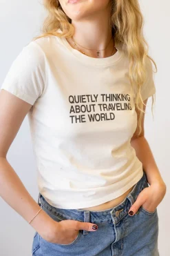 Traveling The World Long Loose Graphic Baby Tee