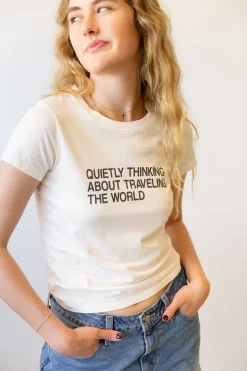 Traveling The World Long Loose Graphic Baby Tee