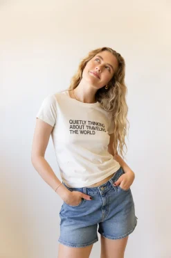 Traveling The World Long Loose Graphic Baby Tee