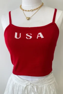 USA Knit Graphic Cami Top