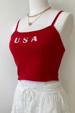 USA Knit Graphic Cami Top