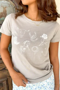 Western Long Loose Graphic Baby Tee